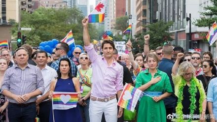 加拿大总理特鲁多又一次参加LGBT骄傲游-行
